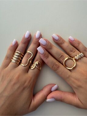 Elegant Gold Statement Ring Set - Women Jewelry
